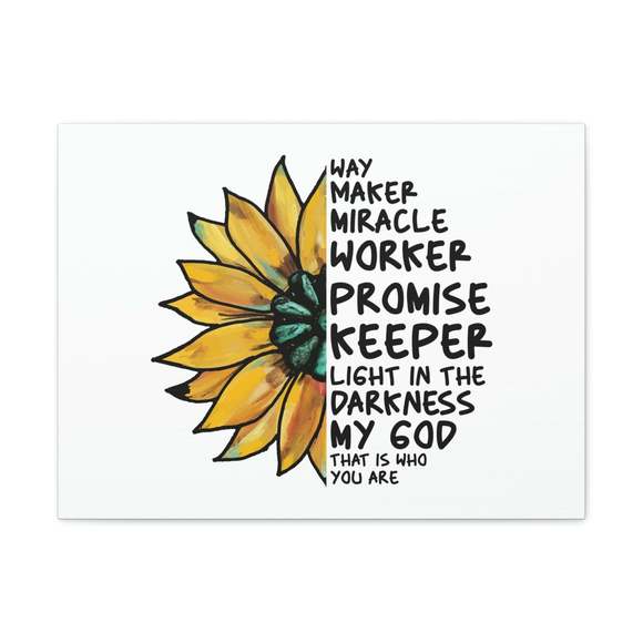 Scripture Sign Way Maker Miracle Worker 1 John 1:5 Yellow Flower Christian Wal